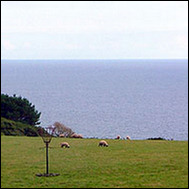 View out over thie fields to the sea